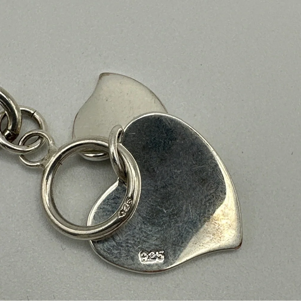 Sterling Silver Links Bracelet With‎ Hearts #342